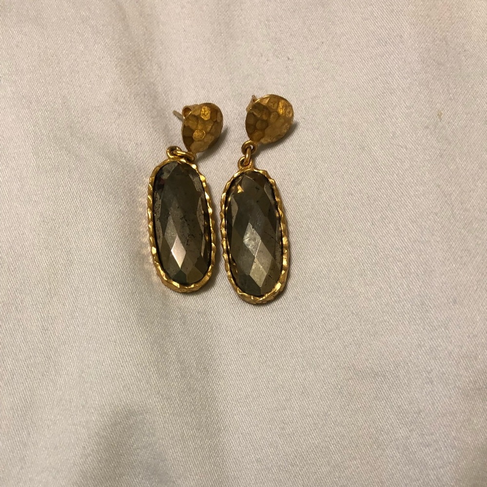 Christina Greene Gold and pyrite drop earrings